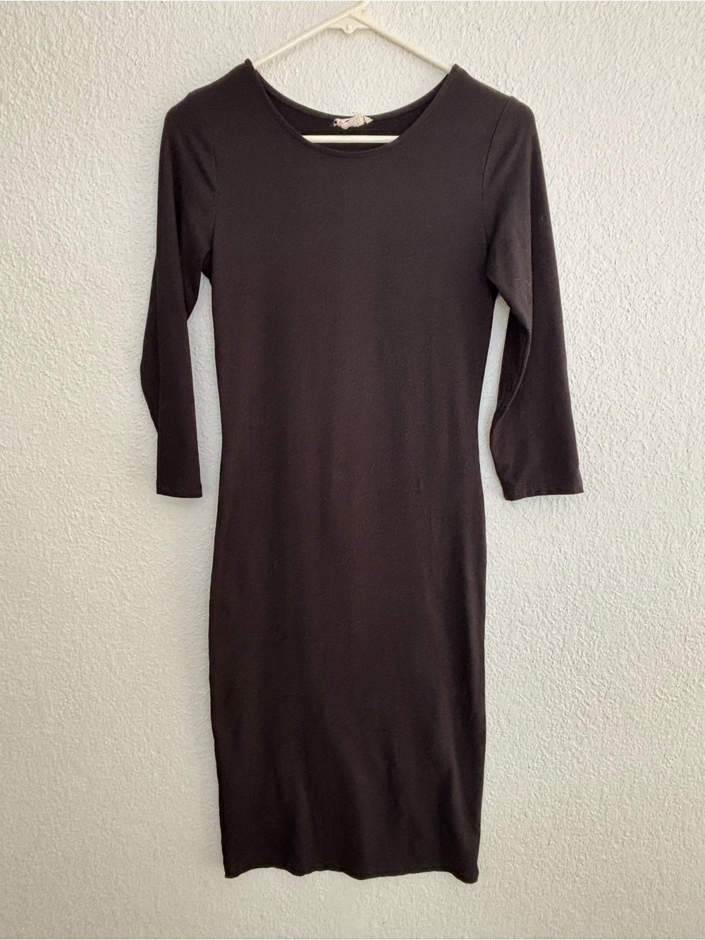 Yelete Black 3/4-Sleeve Bodycon Midi Dress